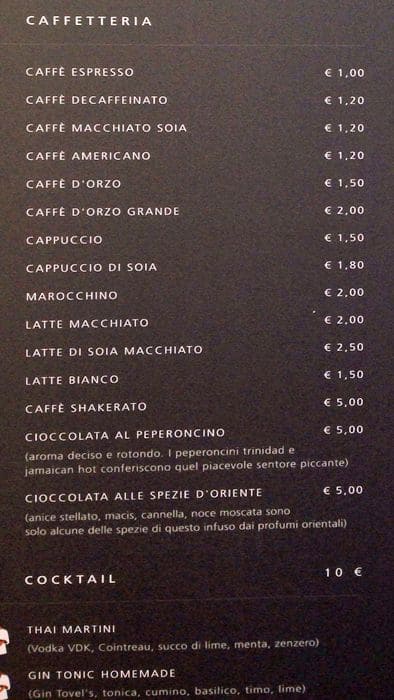 Menu di Caffè Maryling 
