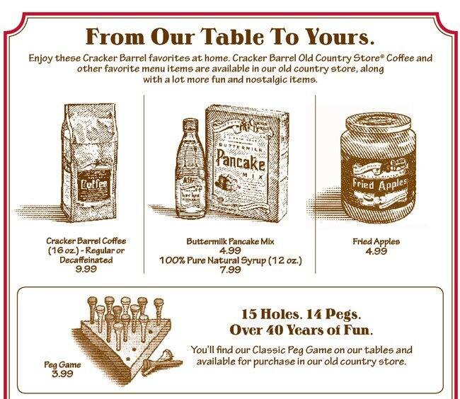 Menu at Cracker Barrel Old Country Store, Las Vegas, Dean Martin Dr