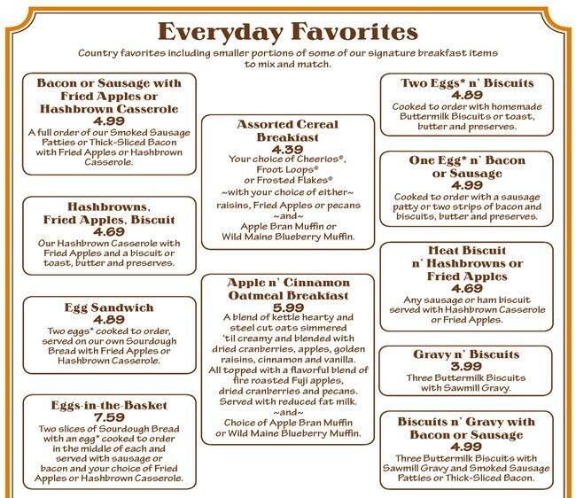 Menu at Cracker Barrel Old Country Store, Las Vegas, Dean Martin Dr