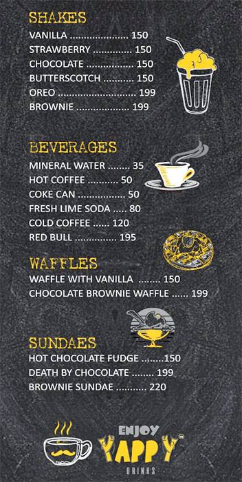 Yappy Cafe menu