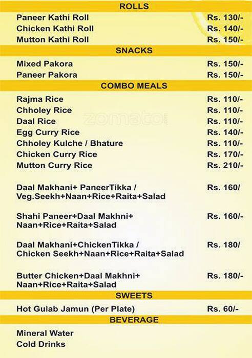 Nirvana Restaurant menu