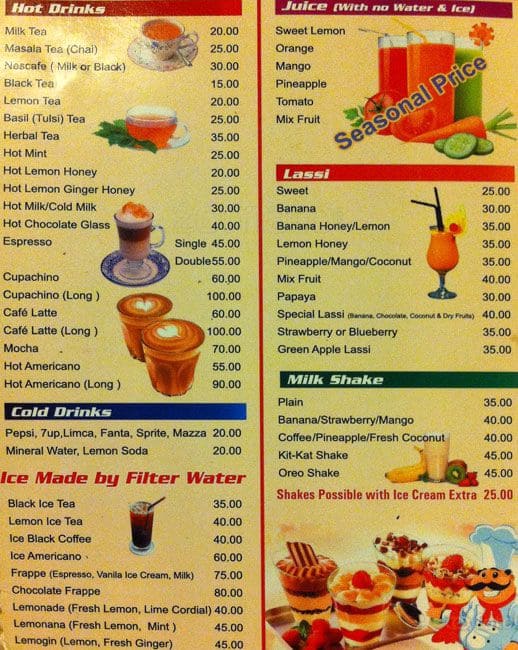 Spicy Bites Restaurant menu