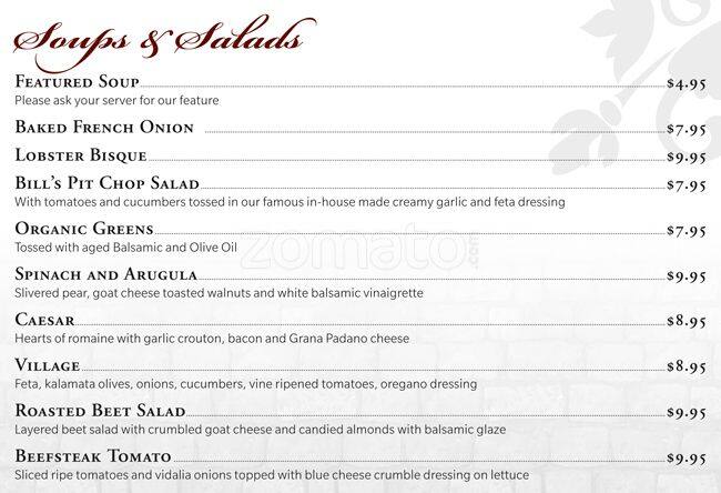 Bill's Pit menu