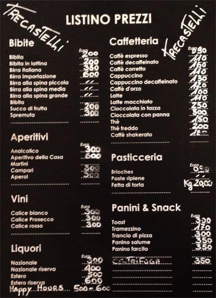 Menu di Tre Castelli 