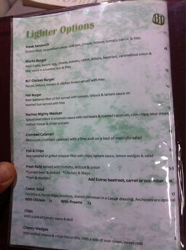 Menu at Byford Tavern restaurant, Byford, 881 South Western Hwy