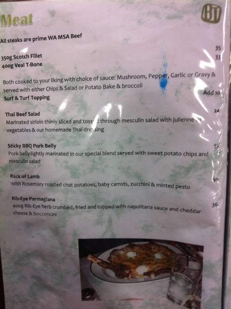 Menu at Byford Tavern restaurant, Byford, 881 South Western Hwy