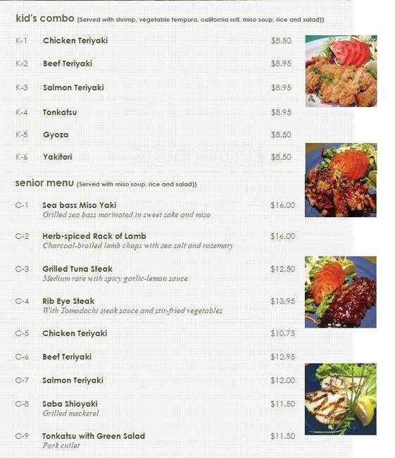 Menu at Tomodachi Sushi Bistro Restaurant, Hayward