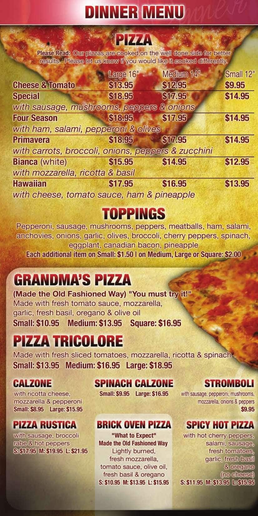 Menu at Umberto's Restaurant and Pizza, Fort Lauderdale