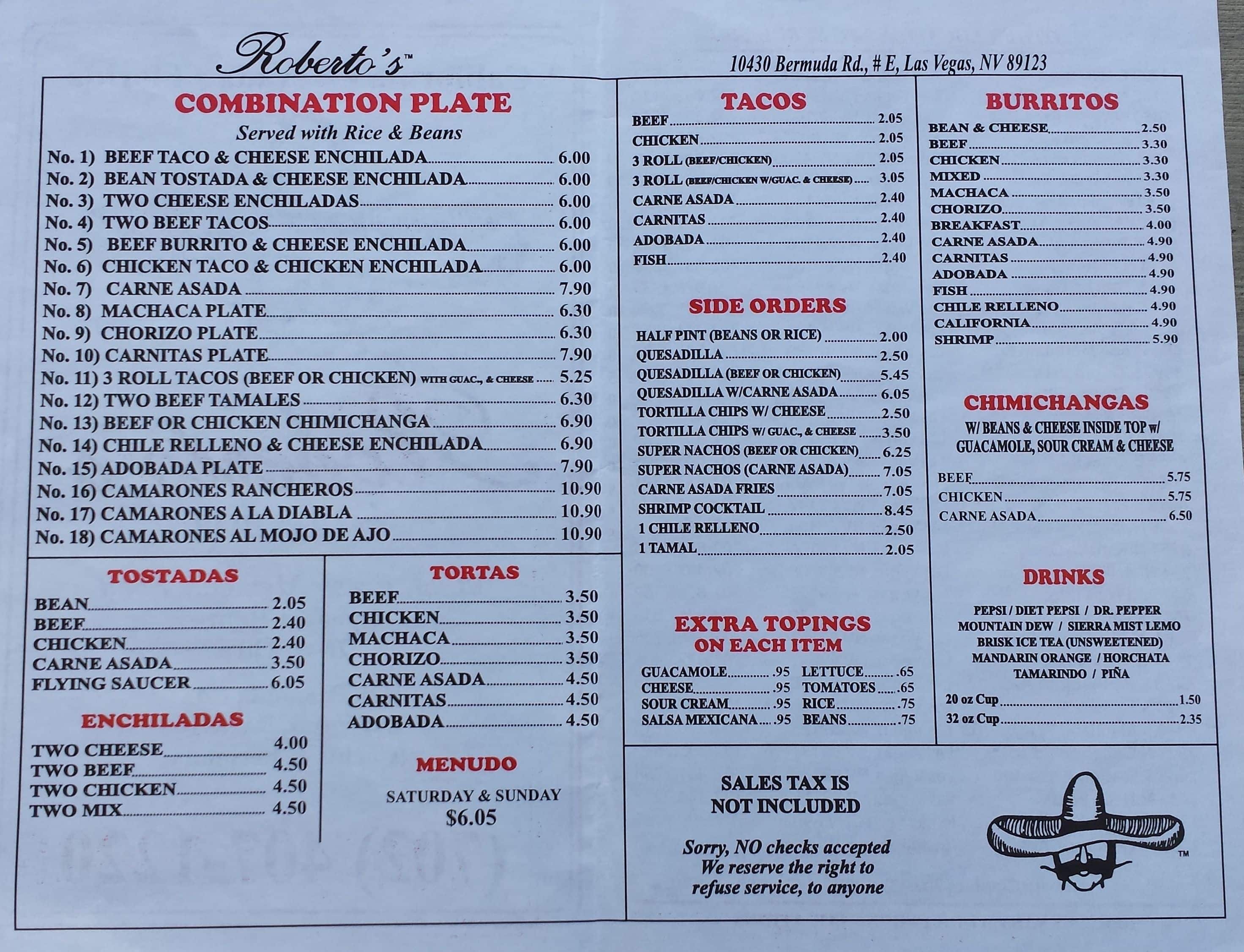 roberto's menu near me
