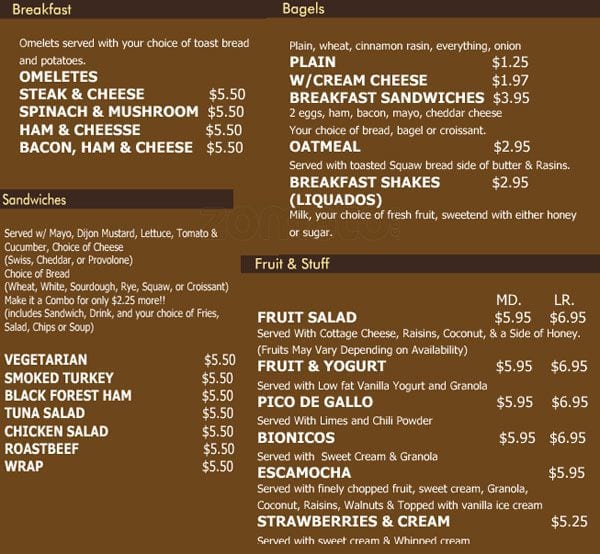 vega travel center menu