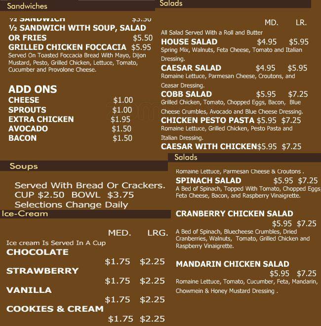 Vega Caffe Mexican Deli menu