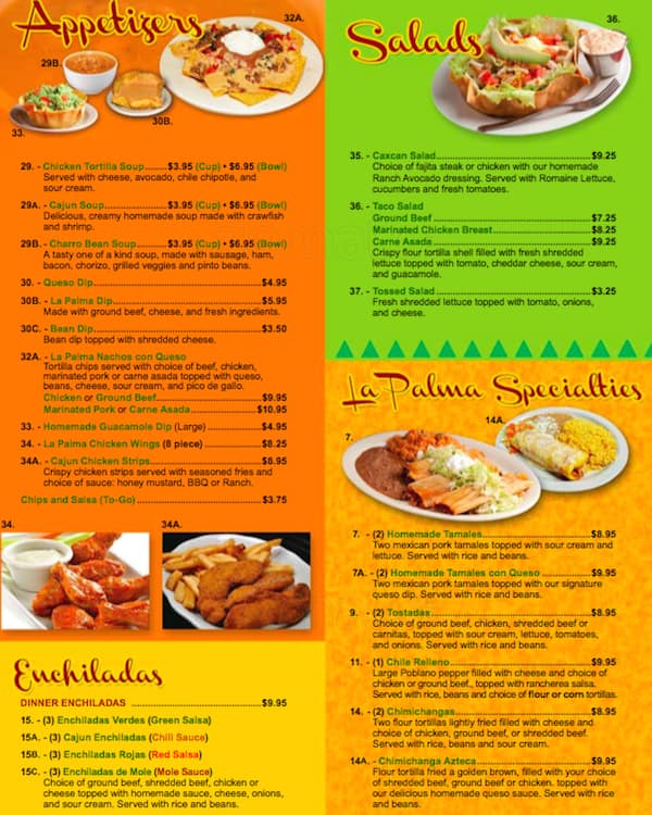Menu at La Palma Mexican Grill restaurant, Leesburg