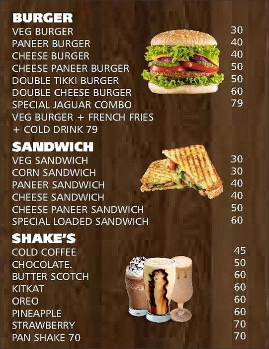 Menu of Jaguar Cafe & Fast Food, Sitapur, Jaipur