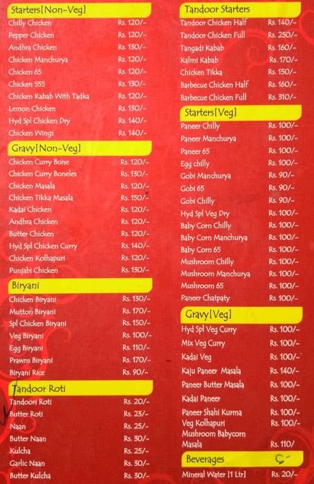 Hyderabadi Spice Menu, Menu for Hyderabadi Spice, Electronic City ...