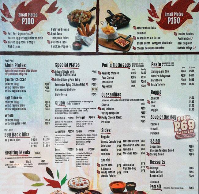 PeriPeri Charcoal Chicken Menu Zomato Philippines