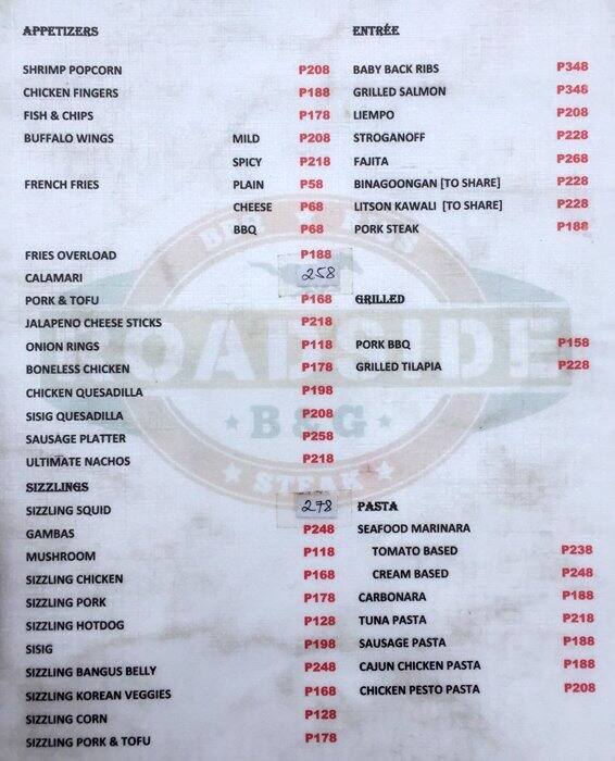 Roadside Menu, Menu untuk Roadside, Santo Niño, Marikina City Zomato