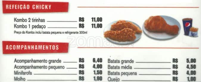 KFC cardápio