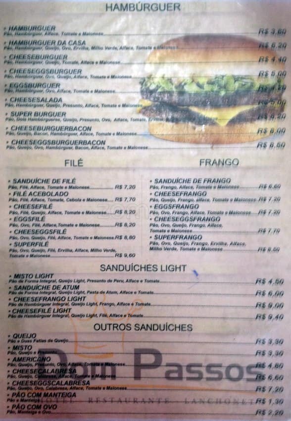 Dom Passos cardápio