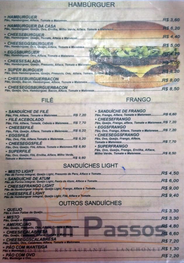 Dom Passos cardápio