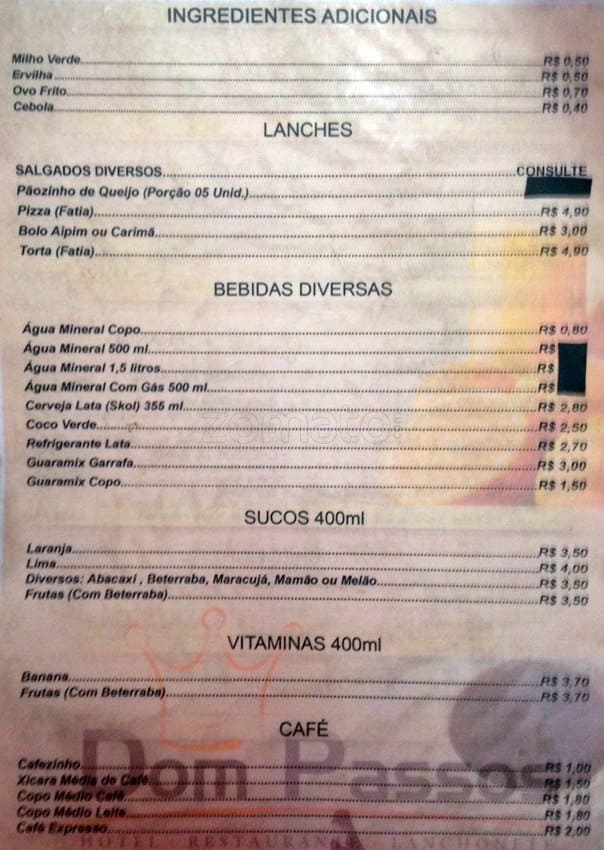 Dom Passos cardápio