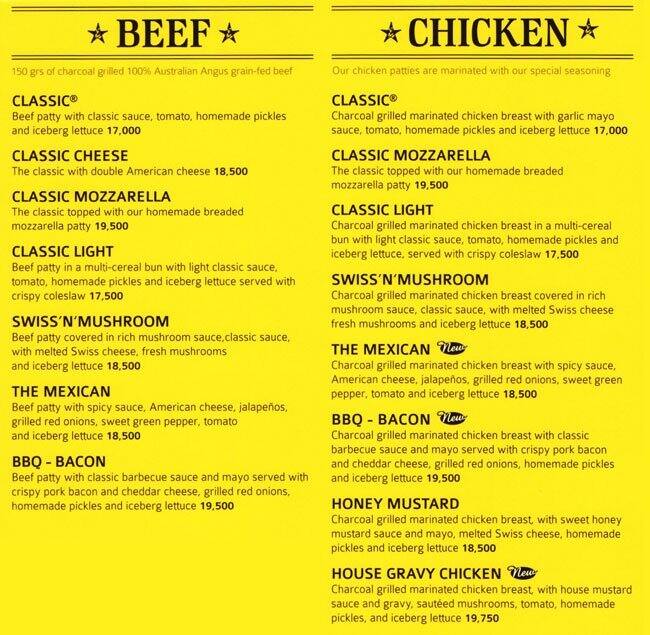 Classic Burger Joint Menu, Menu for Classic Burger Joint, Downtown