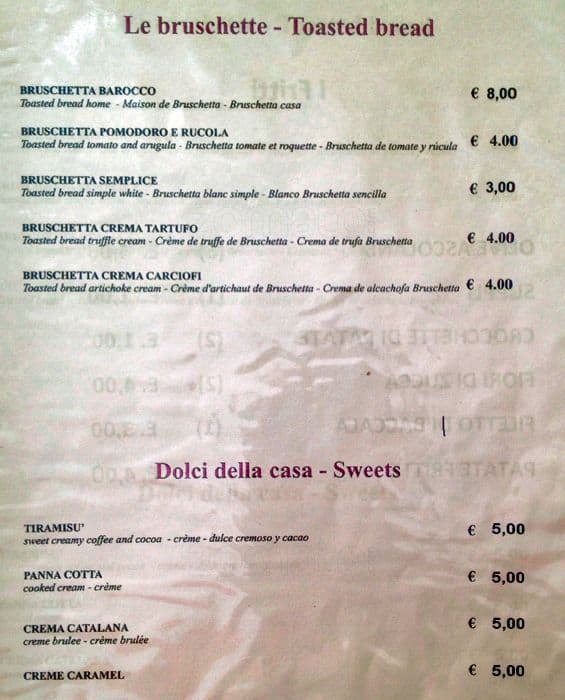 Menu di Il Barocco 
