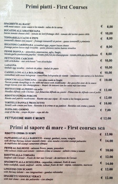 Menu di Il Barocco 