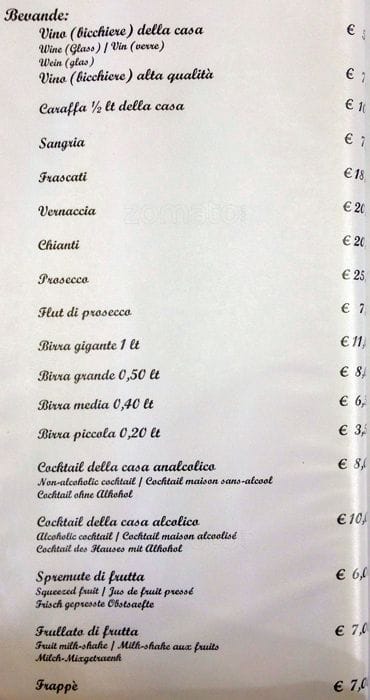 Menu di Di Rienzo MultiStore 