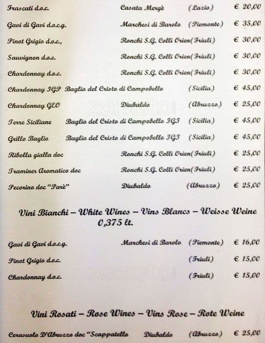 Menu di Di Rienzo MultiStore 