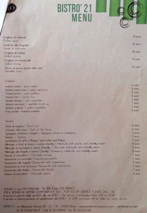 Menu di Bistro'21 