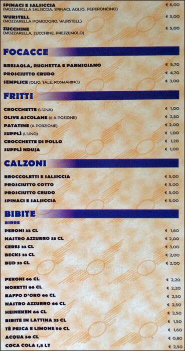 Menu di Pizza degli Apostoli 