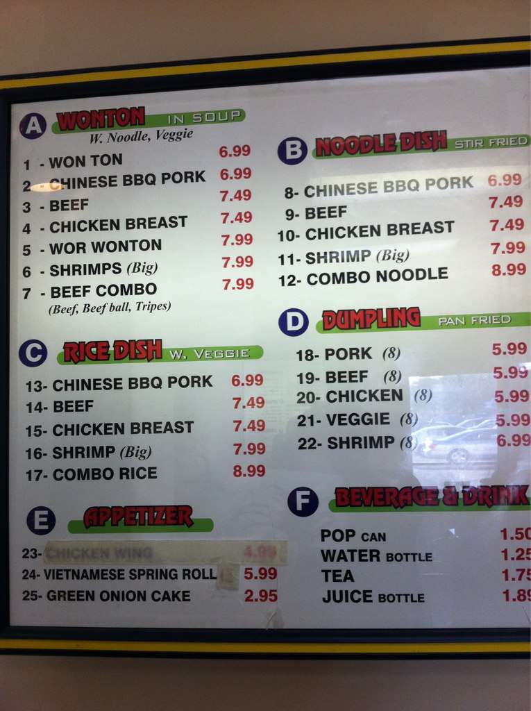 Carta del restaurante Dumpling Kabob, Edmonton