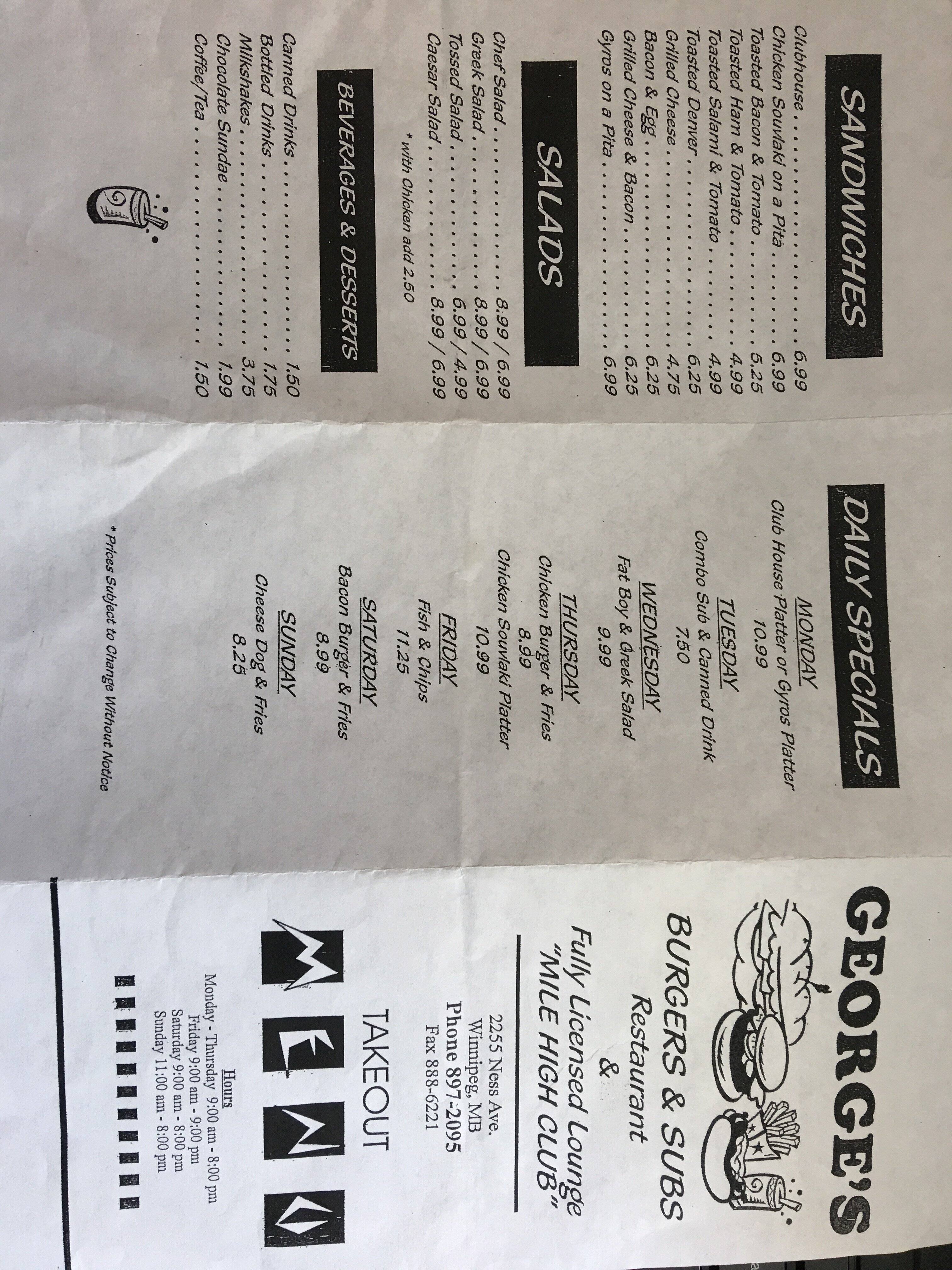 Burgers and Subs Menu Urbanspoon/Zomato