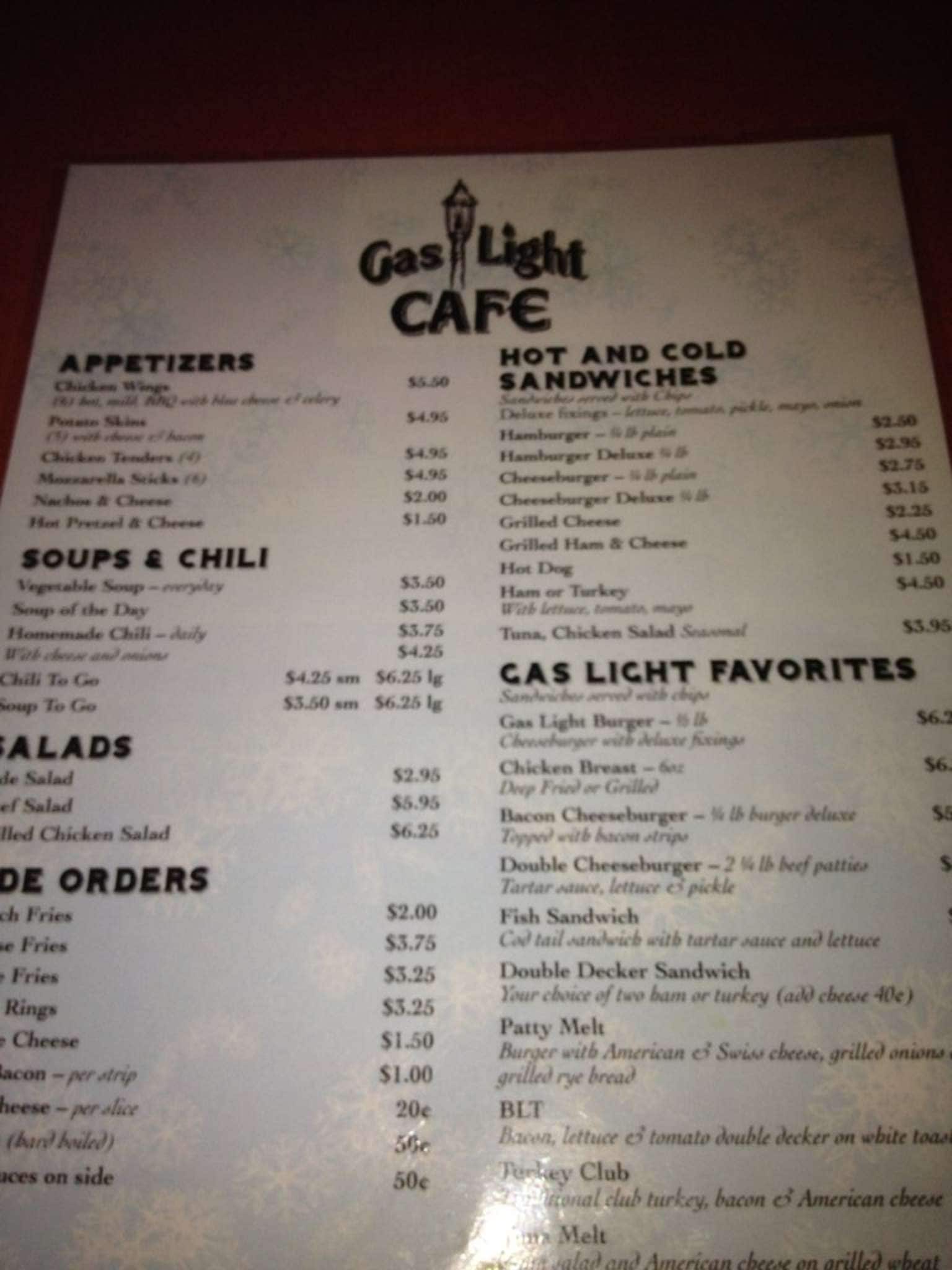 gaslight cafe sign