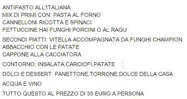 Menu di Trattoria Ferrero alla collinetta 