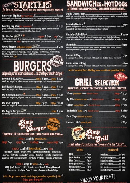 Menu di burger grill 