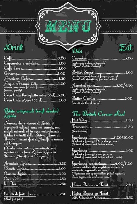 Menu di The British Corner 