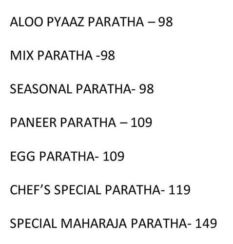 Parathe Menu Menu of Desi Ghee Parathe Wala, Sector 57, Noida