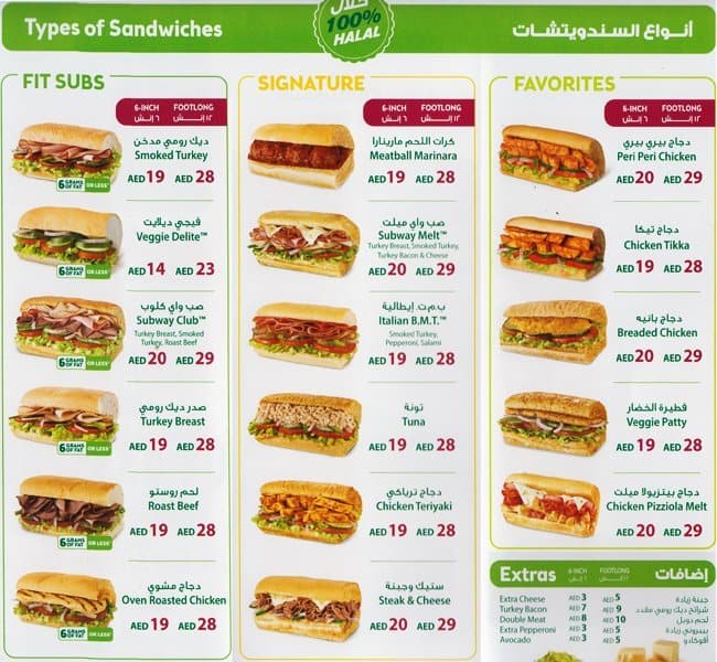 Printable Subway Menu Customize And Print