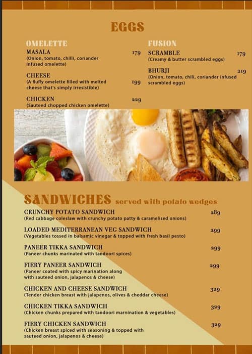 Menu of Refections Cafe, Sector 35, Chandigarh