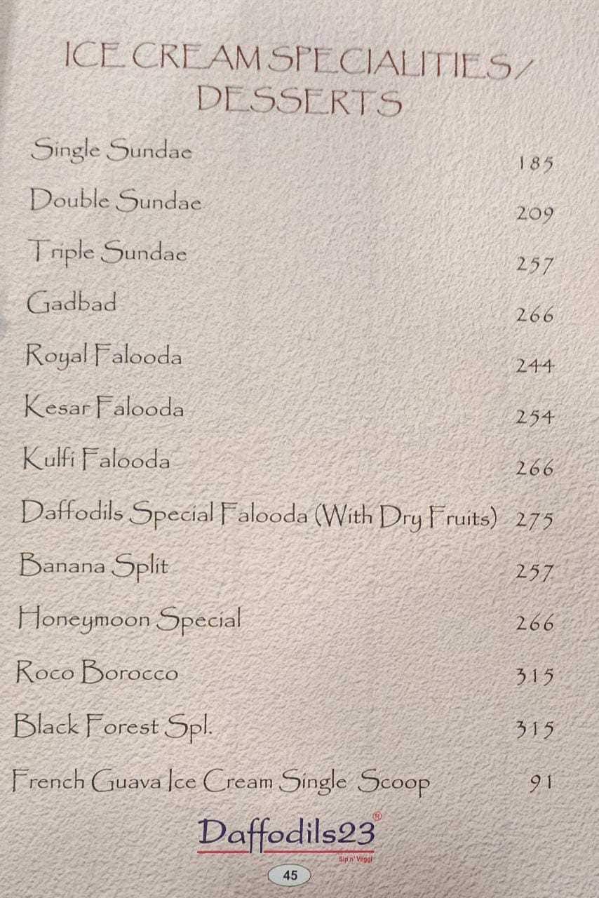Menu at Daffodils 23, Mumbai, Shop 14