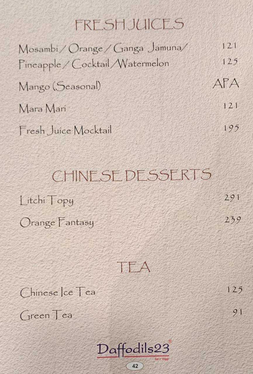 Menu at Daffodils 23, Mumbai, Shop 14