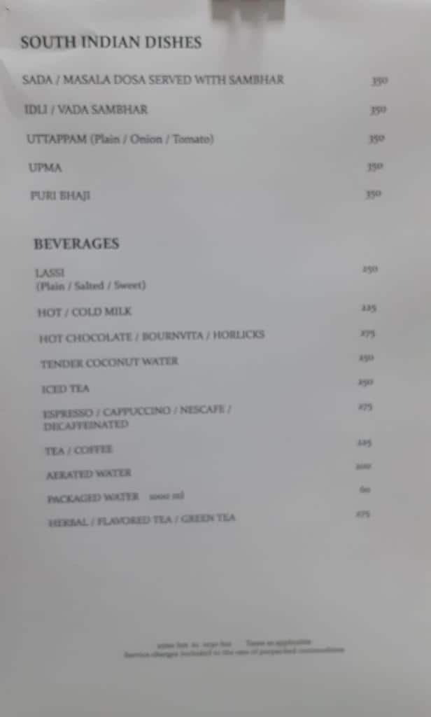 Menu at Tangerine, Mumbai, Juhu Beach