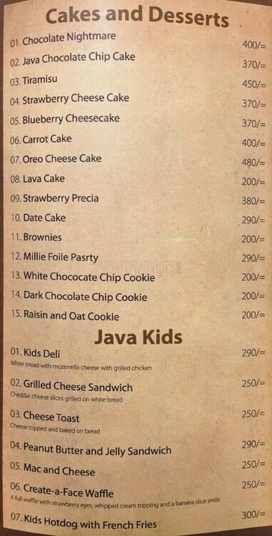 Carta de Java Lounge