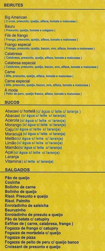 CAPRICHO Lanchonete e Restaurante cardápio
