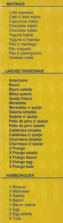 CAPRICHO Lanchonete e Restaurante cardápio