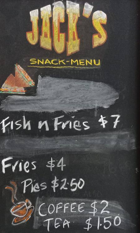 Jacks Bar menu