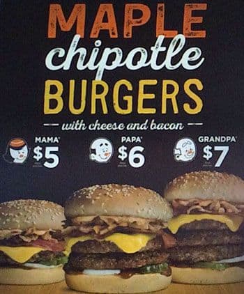 A&W Canada menu
