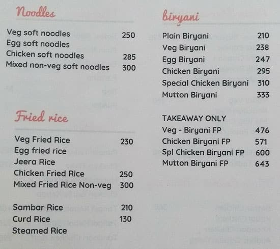 Surabhi Grand Restaurant and Banquet Hall menu