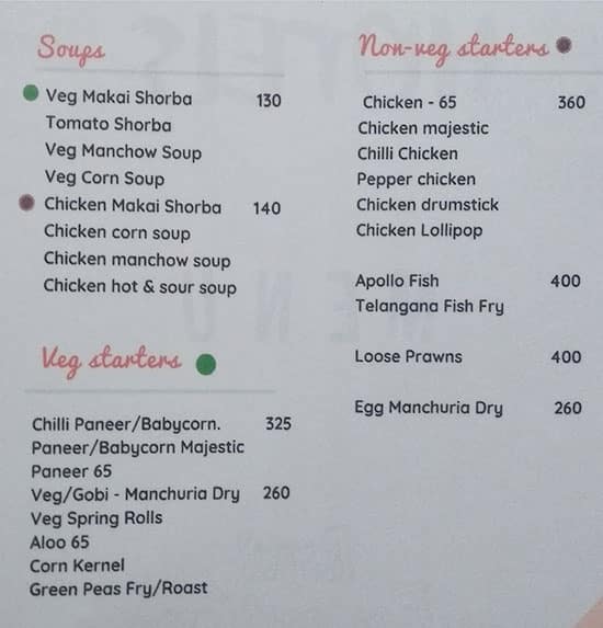 Surabhi Grand Restaurant and Banquet Hall menu